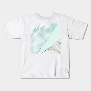 Cool ocean turquoise with grey marble Kids T-Shirt